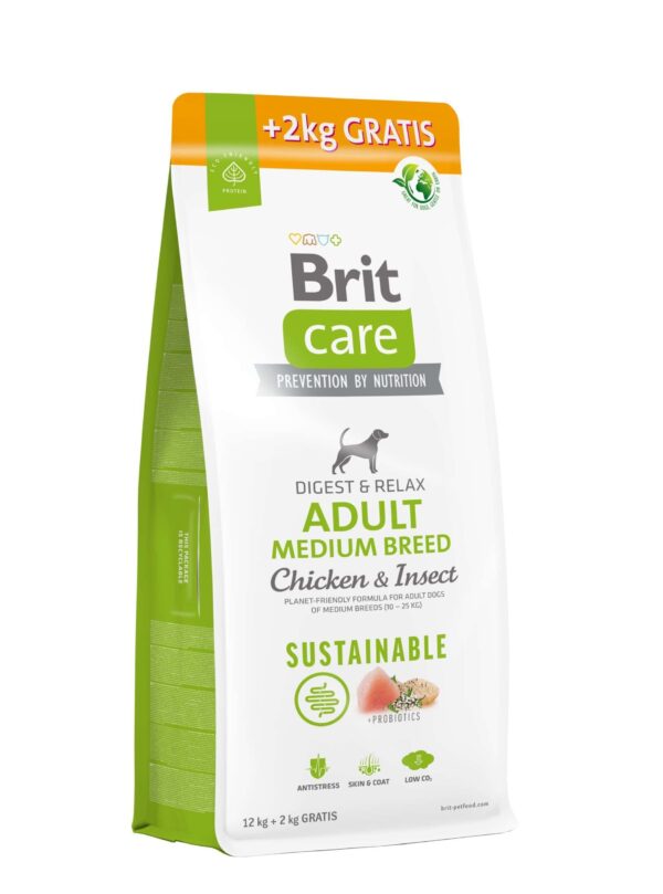 Brit Care adulte Insecte et Poulet - 12kg (Probiotique +) + 2kg gratuit