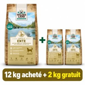 WL Adulte Canard aux pommes de terre et herbes sauvages 12 kg + 2x 1kg offert ( Sans céréales et pour chien sensible aux nutriments)